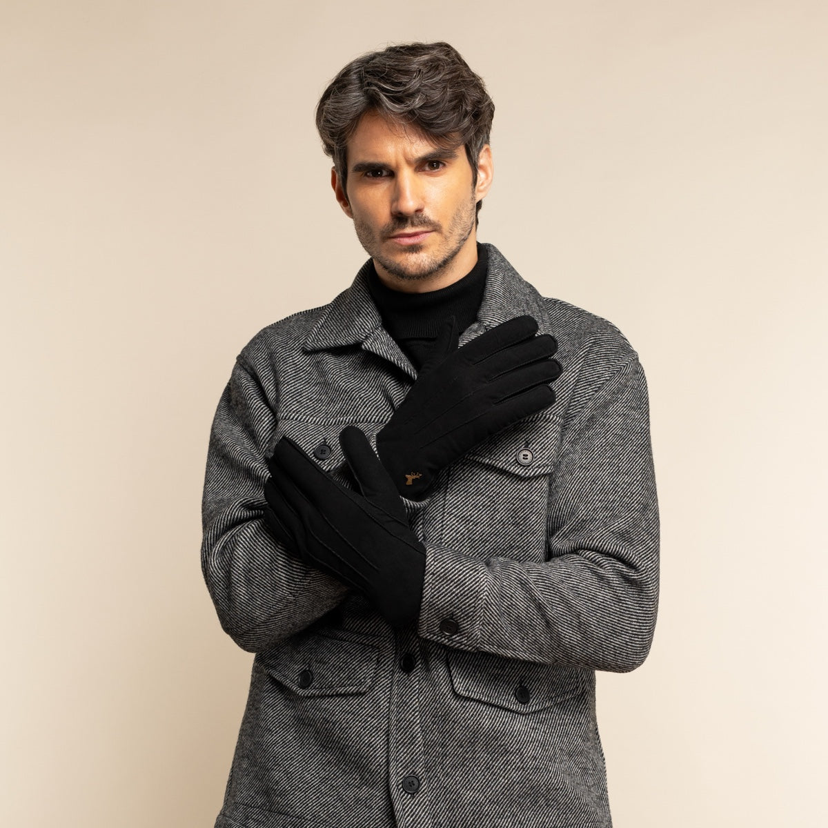 Matthew (black) - suede goatskin leather gloves with luxurious sheep fur lining - Schwartz & von Halen - EU - 5
