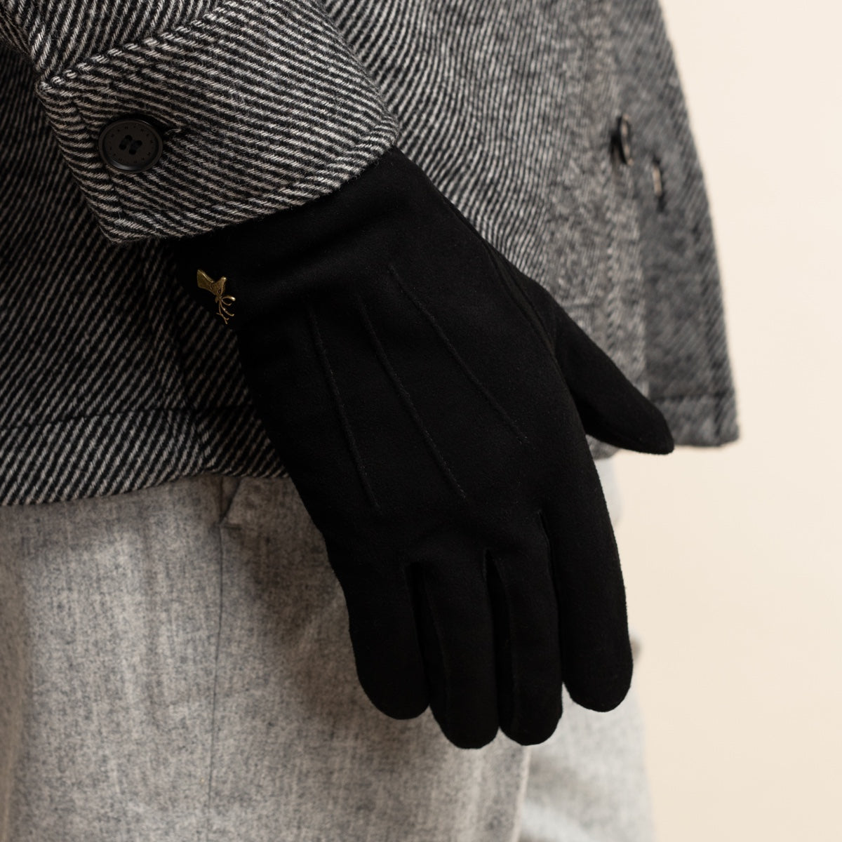 Rex (black) - suede goatskin leather gloves with luxurious wool/cashmere lining - Schwartz & von Halen - EU - 6