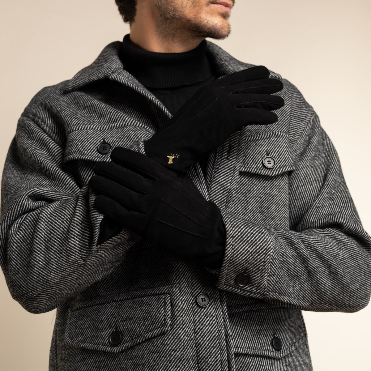 Rex (black) - suede goatskin leather gloves with luxurious wool/cashmere lining - Schwartz & von Halen - EU - 8