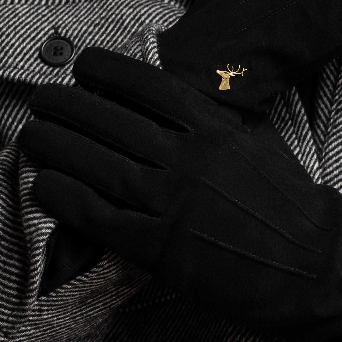Rex (black) - suede goatskin leather gloves with luxurious wool/cashmere lining - Schwartz & von Halen - EU - 10