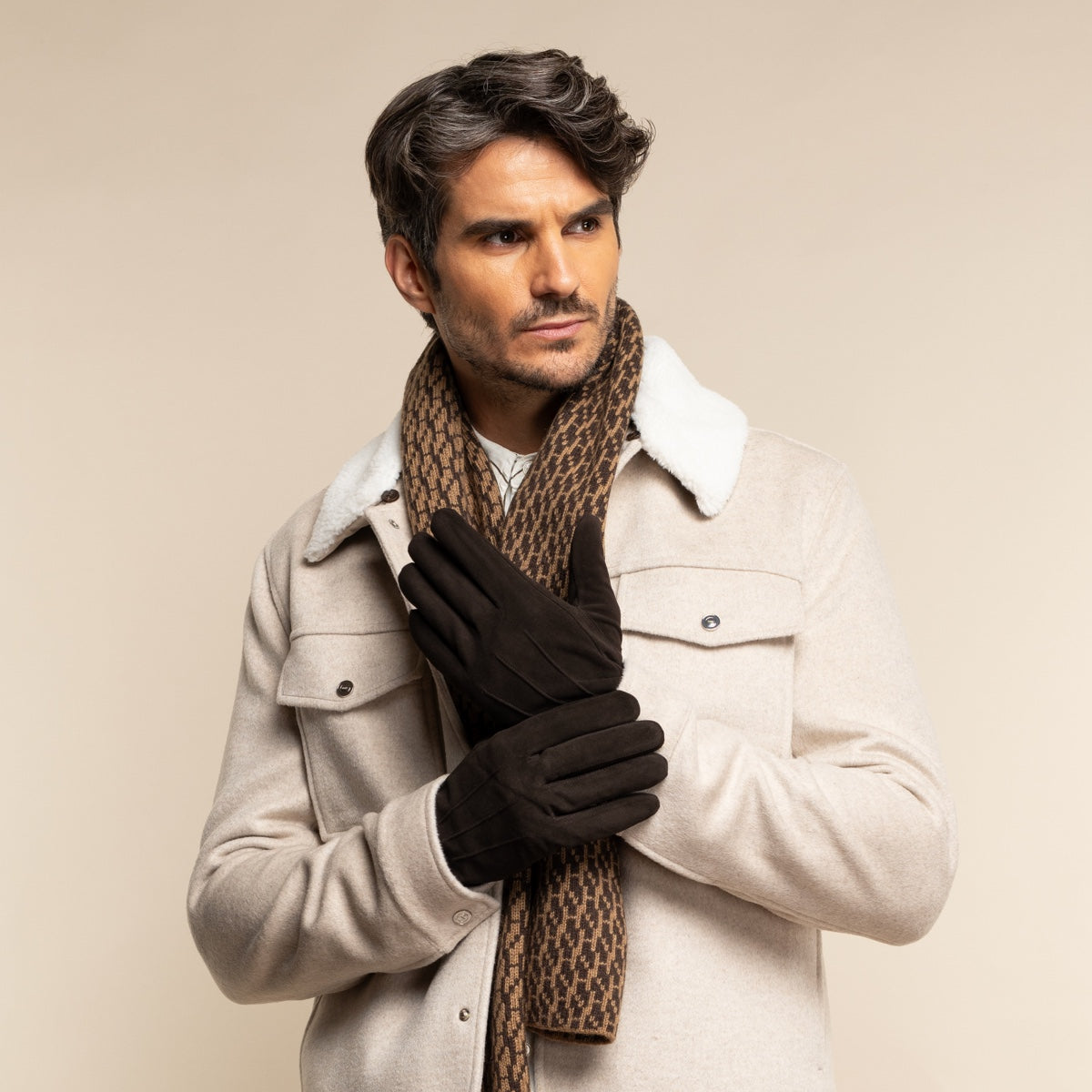 Rex (brown) - suede goatskin leather gloves with luxurious wool/cashmere lining - Schwartz & von Halen - EU - 5