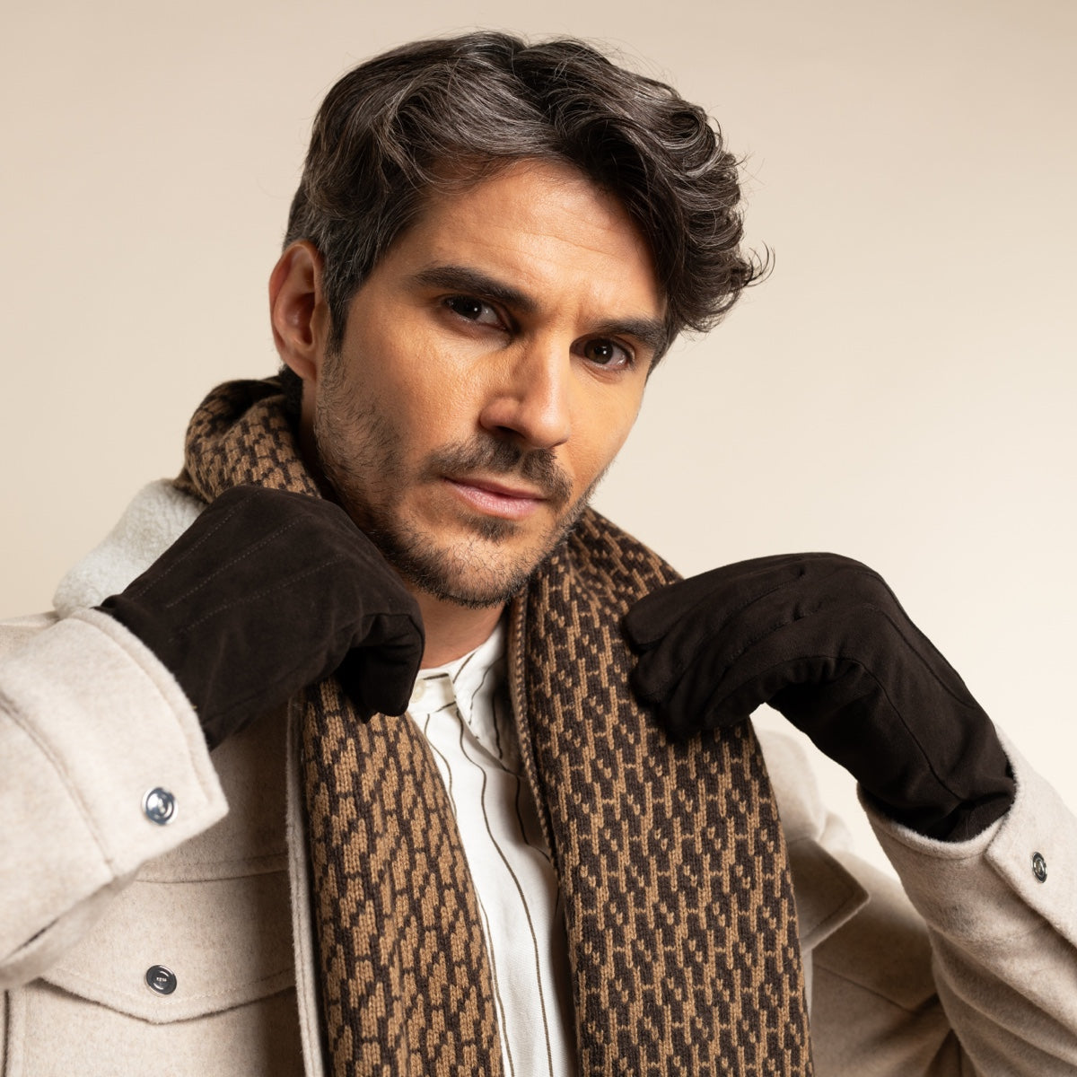 Rex (brown) - suede goatskin leather gloves with luxurious wool/cashmere lining - Schwartz & von Halen - EU - 8
