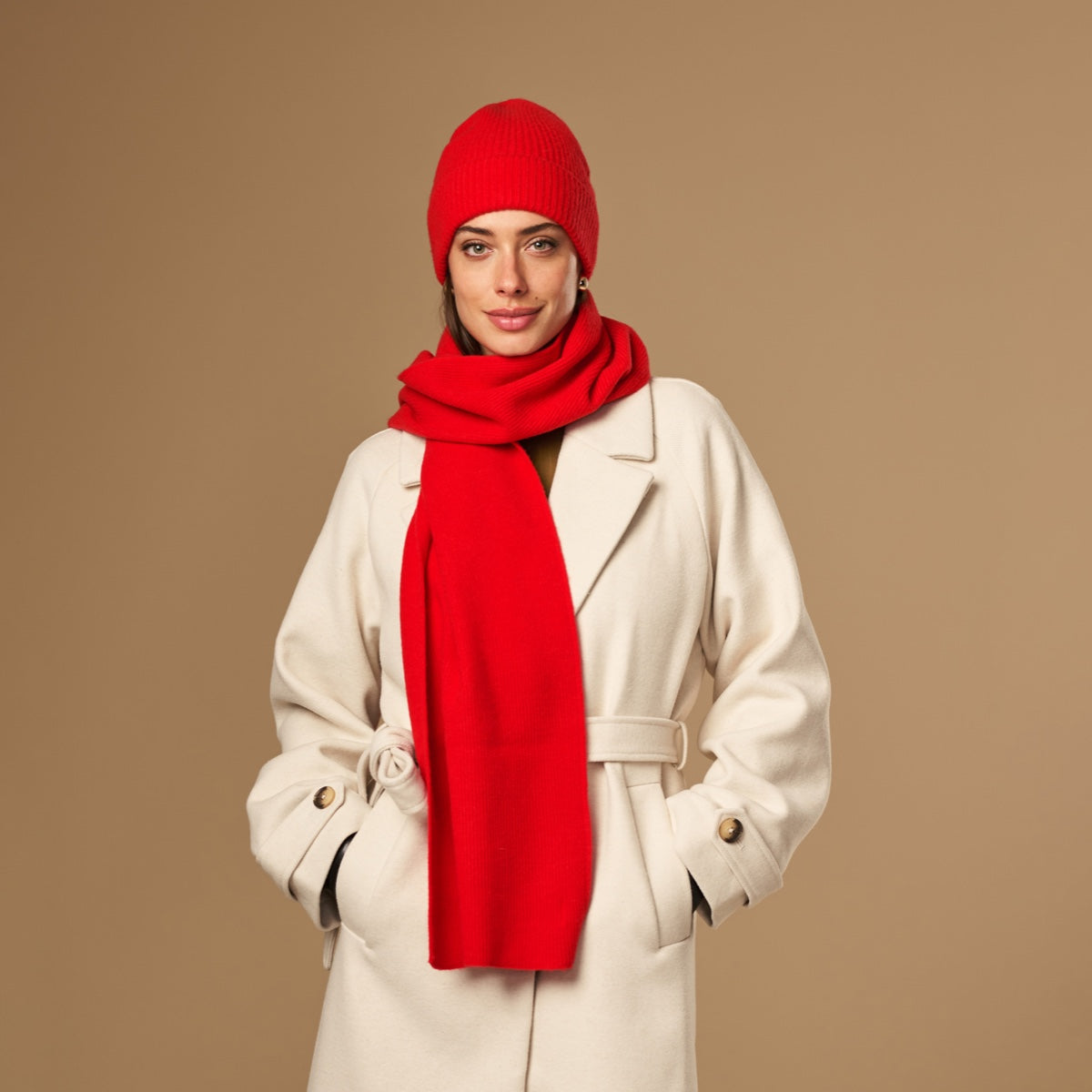 Charlie (red) - premium scarf made of soft Merino wool (unisex) - Schwartz & von Halen - EU - 1