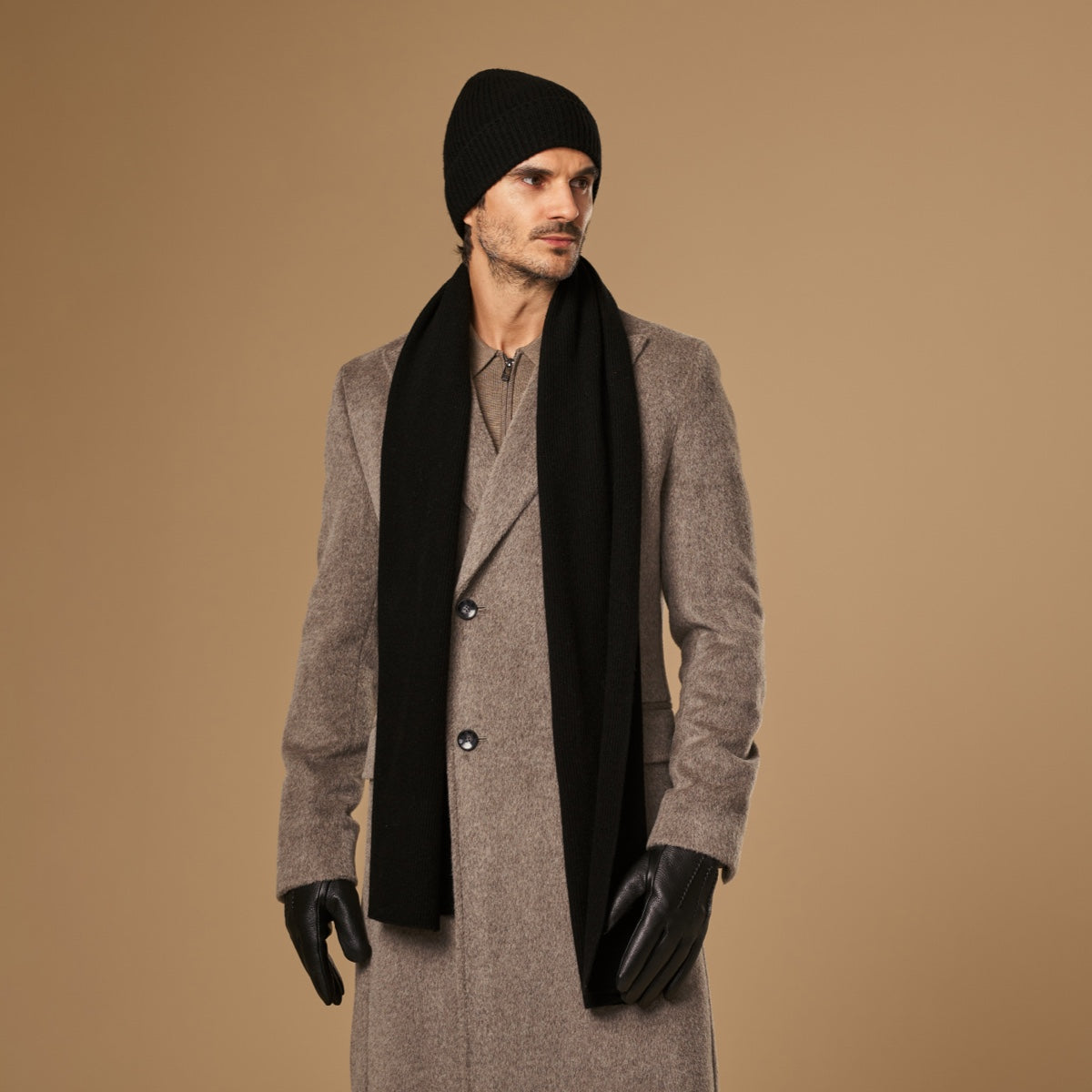 Charlie (black) - premium scarf made of soft Merino wool (unisex) - Schwartz & von Halen - EU - 2