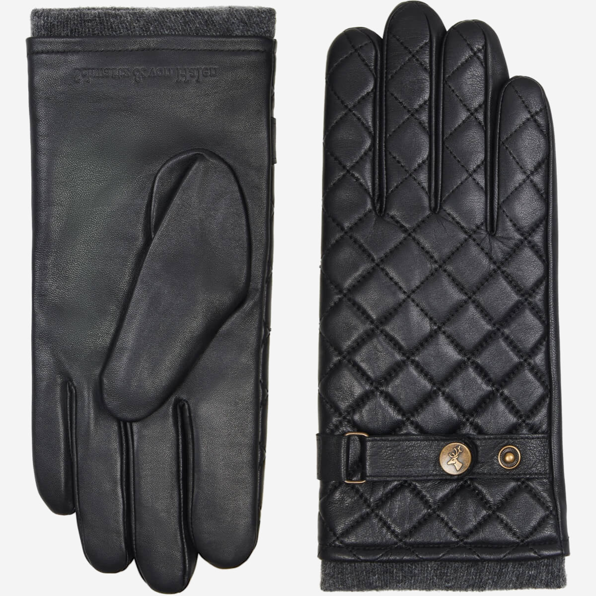 Smith (black) - sheepskin leather gloves with snap closure & touchscreen feature - Schwartz & von Halen - EU - 2