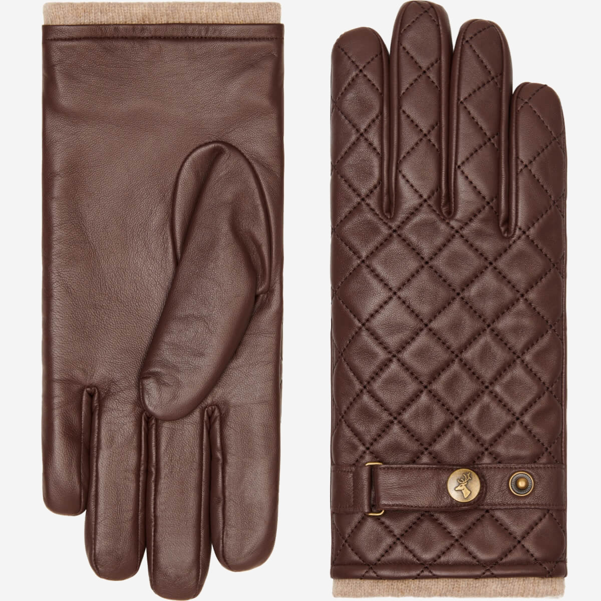 Smith (brown) - sheepskin leather gloves with snap closure & touchscreen feature - Schwartz & von Halen - EU - 2