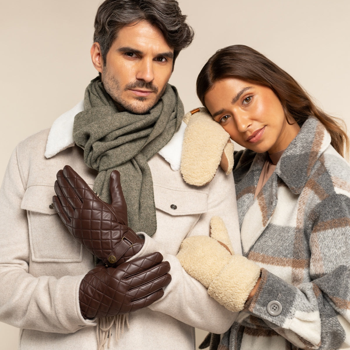 Smith (brown) - sheepskin leather gloves with snap closure & touchscreen feature - Schwartz & von Halen - EU - 10