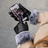 Vera – luxurious leather gloves with faux fur at the wrist & touchscreen feature - Schwartz & von Halen - EU - 5