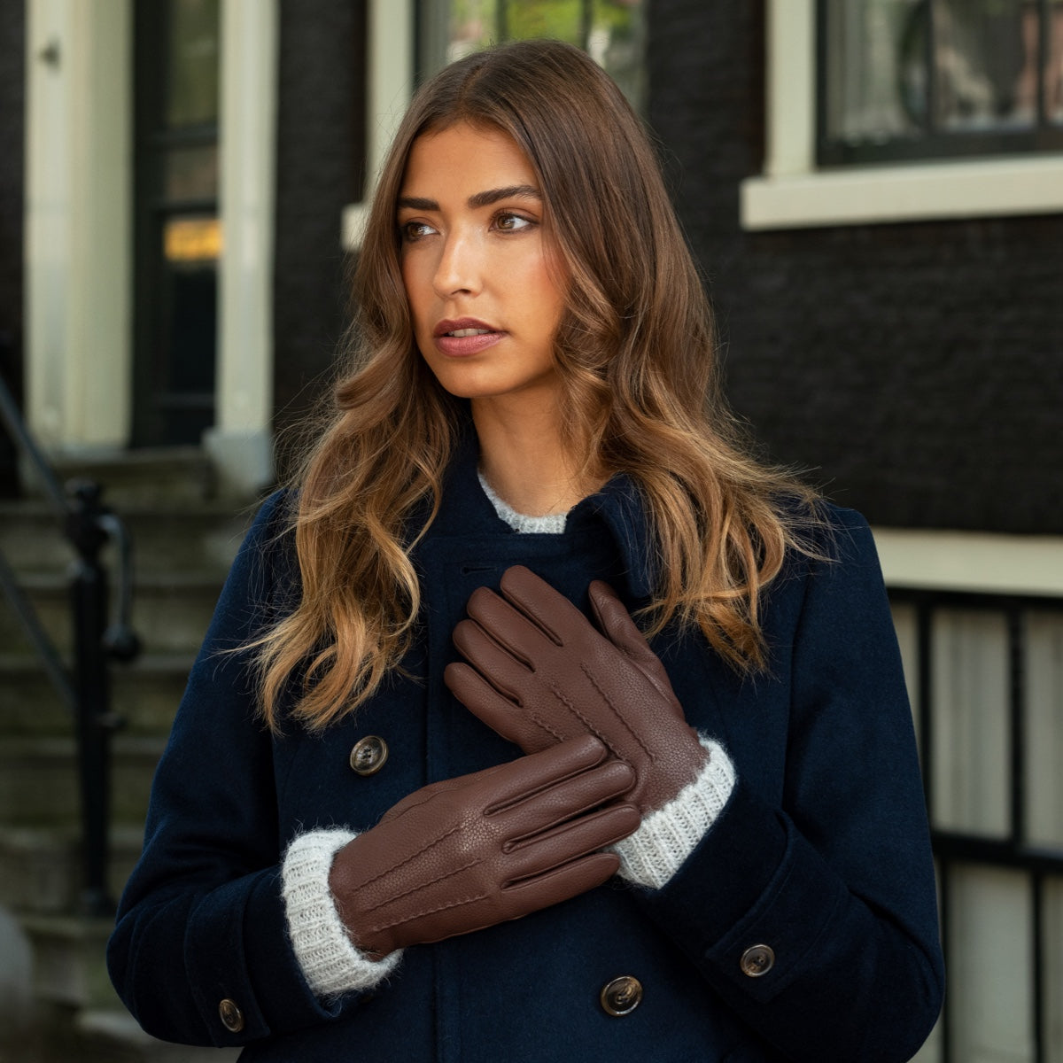 Emily (brown) – deerskin (American deerskin) leather gloves with warm wool lining - Schwartz & von Halen - EU - 5