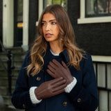 Emily (brown) – deerskin (American deerskin) leather gloves with warm wool lining - Schwartz & von Halen - EU - 5