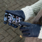 Ivy (blue) – sheepskin leather gloves with wool/cashmere lining & touchscreen feature - Schwartz & von Halen - EU - 6
