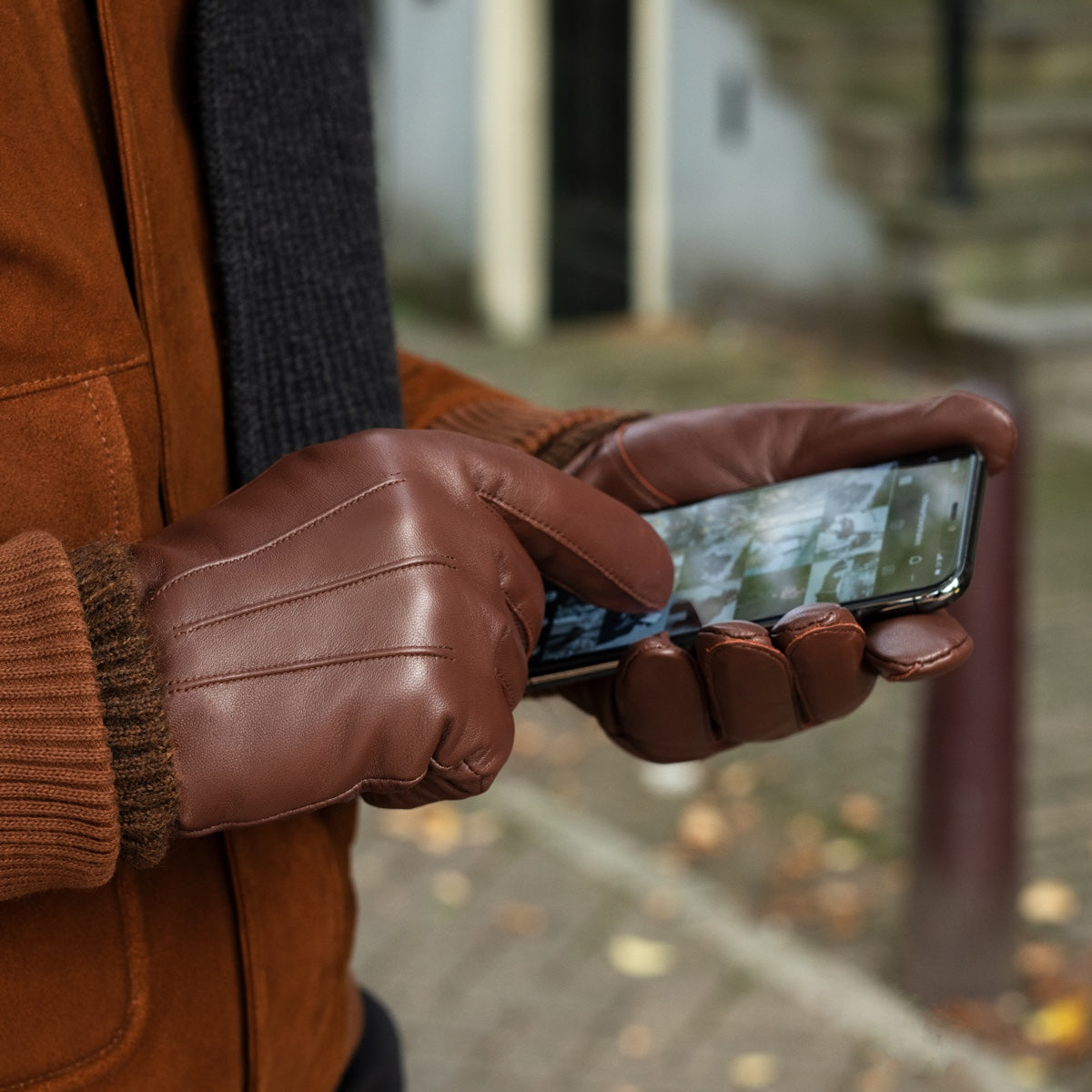 Sheepskin Leather Gloves Brown Men James - Schwartz & von Halen® UK - Premium Leather Gloves - 5