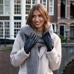 Lily (black) - sheepskin leather gloves with warm fleece lining & touchscreen feature - Schwartz & von Halen - EU - 6