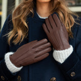 Emily (brown) – deerskin (American deerskin) leather gloves with warm wool lining - Schwartz & von Halen - EU - 6