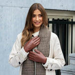 Ivy (cognac) - sheepskin leather gloves with wool/cashmere lining & touchscreen feature - Schwartz & von Halen - EU -6