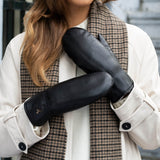 Mia – stylish leather mittens with luxurious lambswool lining & touchscreen feature - Schwartz & von Halen - EU - 7