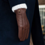 Emily (brown) – deerskin (American deerskin) leather gloves with warm wool lining - Schwartz & von Halen - EU - 7