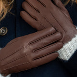Emily (brown) – deerskin (American deerskin) leather gloves with warm wool lining - Schwartz & von Halen - EU - 8