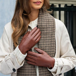 Ivy (cognac) - sheepskin leather gloves with wool/cashmere lining & touchscreen feature - Schwartz & von Halen - EU - 8