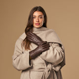 Alessandra (brown) - goatskin leather gloves with lambswool lining & touchscreen feature  - Schwartz & von Halen - EU - 6