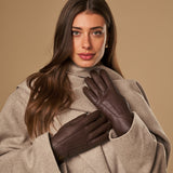 Alessandra (brown) - goatskin leather gloves with lambswool lining & touchscreen feature  - Schwartz & von Halen - EU - 12