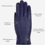 Ivy (blue) – sheepskin leather gloves with wool/cashmere lining & touchscreen feature