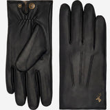 Alexander (black) - Men’s lambskin leather gloves with luxurious rabbit fur lining and touchscreen feature