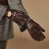 Alexis (dark brown) – Classic women's lambskin driving gloves with touchscreen feature