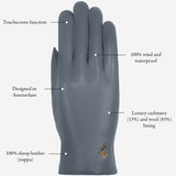 Ivy (grey) – sheepskin leather gloves with wool/cashmere lining & touchscreen feature  - Schwartz & von Halen - EU - 12