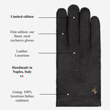 Benedict (black) - Exclusive peccary leather men’s gloves with cashmere lining
