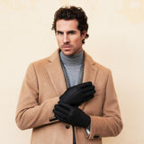 Benedict (black) - Exclusive peccary leather men’s gloves with cashmere lining