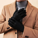 Benedict (black) - Exclusive peccary leather men’s gloves with cashmere lining