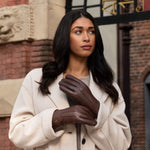 Alessandra (brown) - goatskin leather gloves with lambswool lining & touchscreen feature  - Schwartz & von Halen - EU - 10