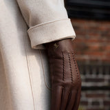 Alessandra (brown) - goatskin leather gloves with lambswool lining & touchscreen feature  - Schwartz & von Halen - EU - 11