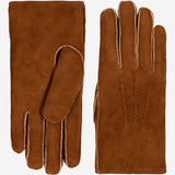 Clooney (camel) - suede leather gloves with luxurious sheep fur lining