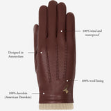 Emily (brown) – deerskin (American deerskin) leather gloves with warm wool lining - Schwartz & von Halen - EU - 9
