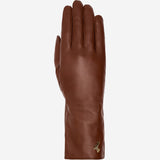 Emma (brown) - Extra-long sheepskin leather gloves with luxurious cashmere lining & touchscreen feature
