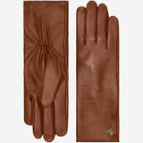 Emma (brown) - Extra-long sheepskin leather gloves with luxurious cashmere lining & touchscreen feature