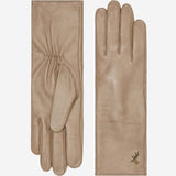 Emma (taupe) - Extra-long sheepskin leather gloves with luxurious cashmere lining & touchscreen feature