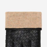 Frederick (black) - Basketweave pattern gloves with wool lining and touchscreen feature