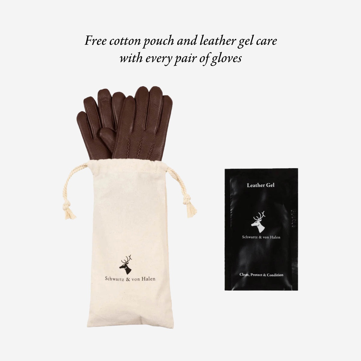 Free cotton pouch and leather gel