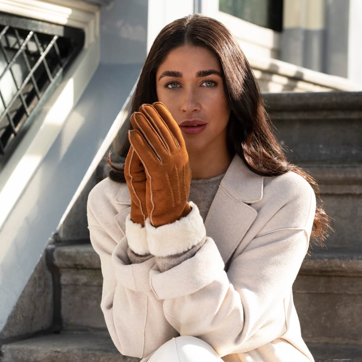 Giocante - suede leather gloves with luxurious sheep fur lining  - Schwartz & von Halen - EU - 6