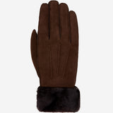 Giocante (brown) - Suede leather gloves with luxurious sheep fur lining