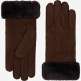 Giocante (brown) - Suede leather gloves with luxurious sheep fur lining
