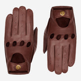 Achterzijde en palmzijde van de luxe autohandschoenen, met open knokkels voor extra ventilatie.