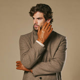 Harvey (cognac) - Goatskin leather gloves with luxurious wool lining & touchscreen feature
