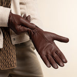 Harvey (cognac) - goatskin leather gloves with luxurious wool lining & touchscreen feature - Schwartz & von Halen - EU - 14