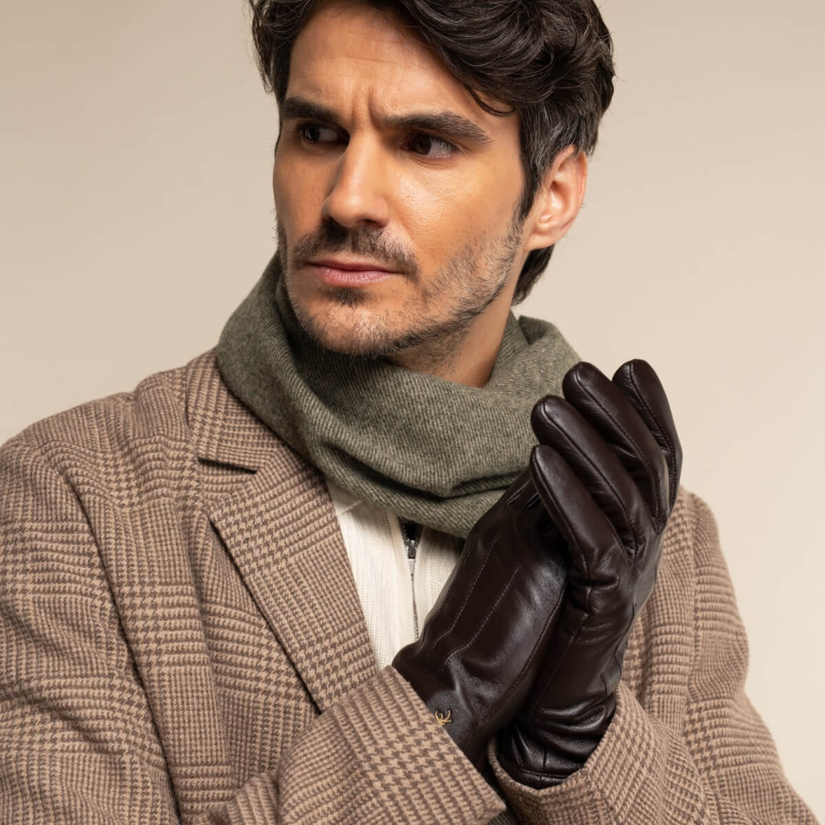 Jake (dark brown) - sheepskin gloves with warm fleece lining & touchscreen feature  - Schwartz & von Halen - EU - 5
