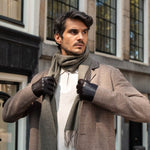 Jake (dark brown) - sheepskin gloves with warm fleece lining & touchscreen feature  - Schwartz & von Halen - EU - 7