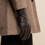 Jake (dark brown) - sheepskin gloves with warm fleece lining & touchscreen feature  - Schwartz & von Halen - EU - 6